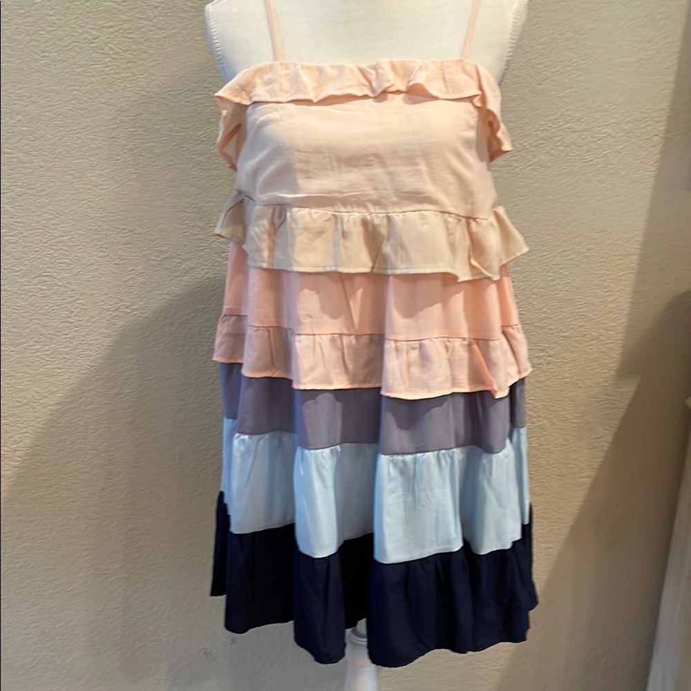 BIBI Peqch, Blue and Pink Ruffled Tiered Sundress